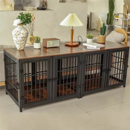 Livara Heavy-Duty Dog Crate End Table - Daily Use, 4 Lockable Doors