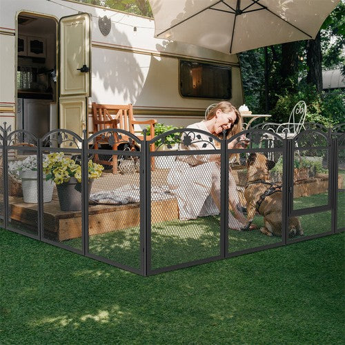 Livara 8-Panel Metal Dog Whelping Pen - Indoor & Outdoor, Waterproof Mat