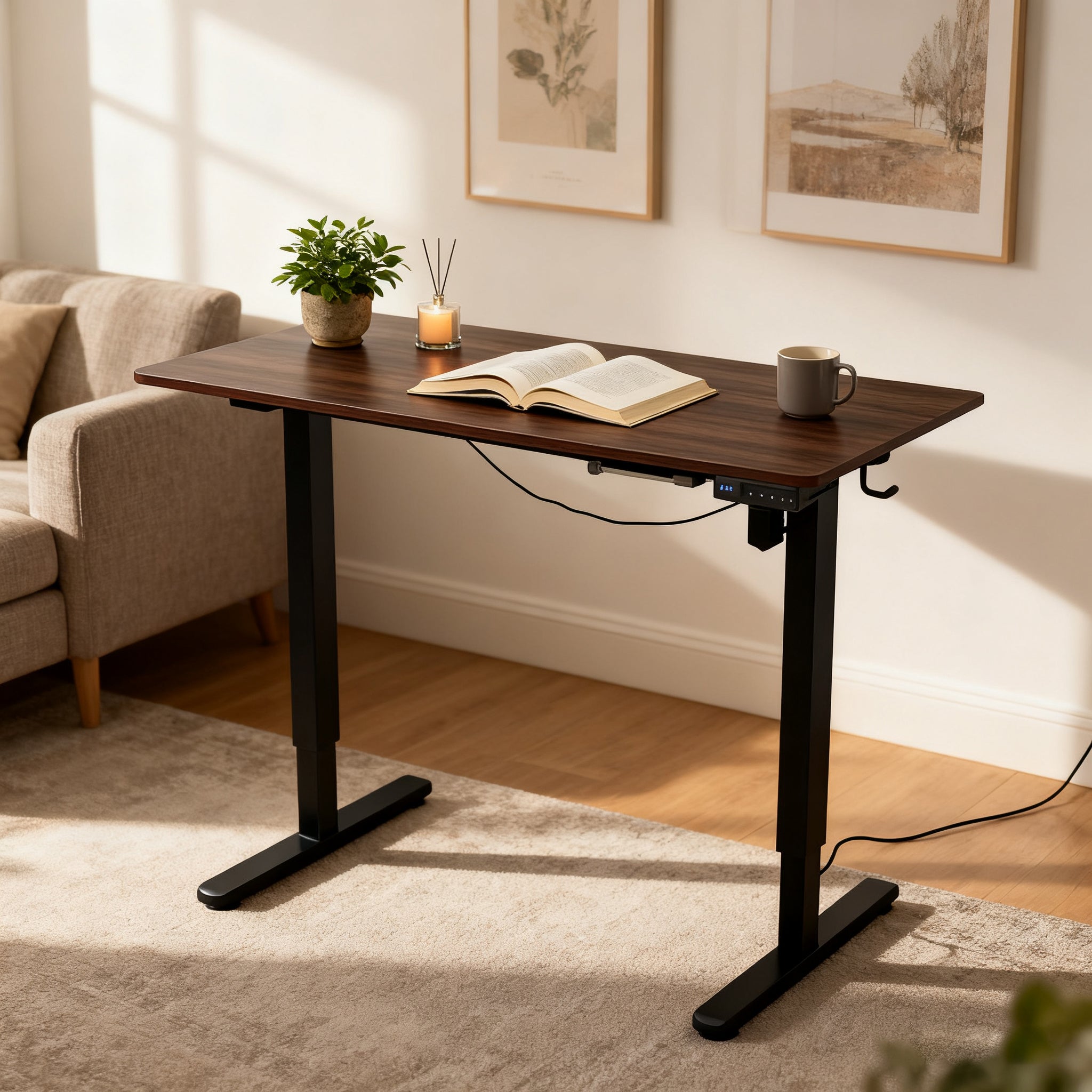 Livara Electric Height-Adjustable Standing Desk - Home Office, Steel Frame, Quiet Lift