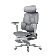 E3 Pro mesh office chair, grey, with footrest