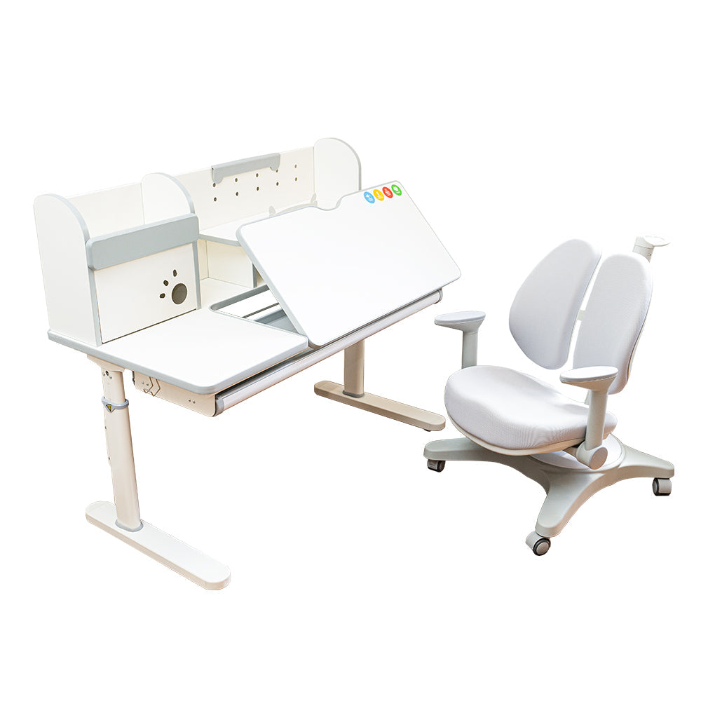 Livara Adjustable Kids Study Desk & Chair Set - Kids 5-12, Tiltable Desktop, Lumbar Support
