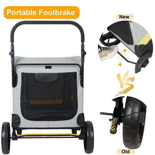 Livara Foldable Dog Stroller - Travel-Ready, EVA Wheels, 65kg Capacity