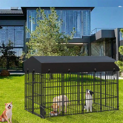 Livara Heavy-Duty Metal Dog Kennel - Indoor & Outdoor, Weatherproof Cover