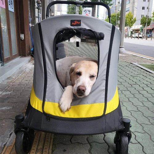 Livara Foldable Large Dog Stroller - Travel-Ready, Rain Cover, Brake Wheels