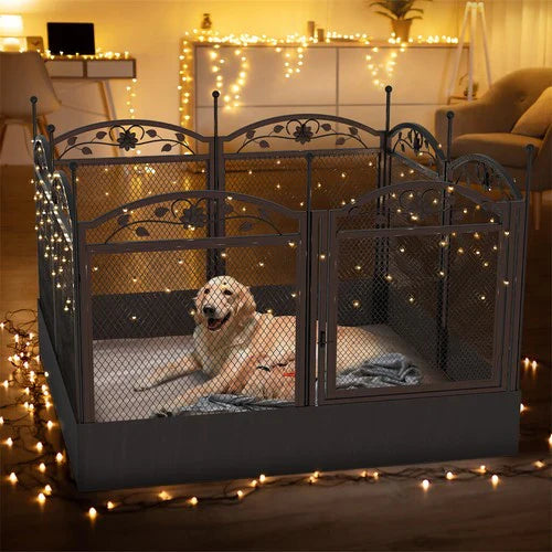 Livara 8-Panel Metal Dog Whelping Pen - Indoor & Outdoor, Waterproof Mat
