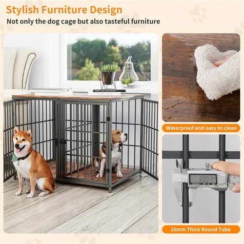 Livara Heavy-Duty Dog Crate End Table - Daily Use, 4 Lockable Doors