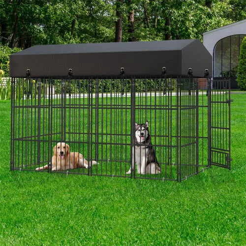 Livara Heavy-Duty Metal Dog Kennel - Indoor & Outdoor, Weatherproof Cover