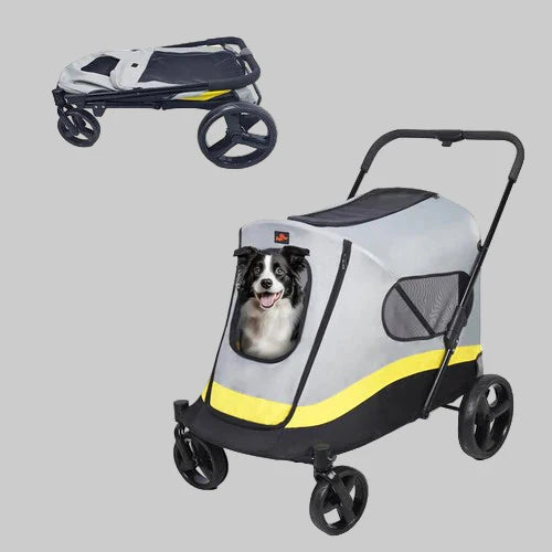 Livara Foldable Large Dog Stroller - Travel-Ready, Rain Cover, Brake Wheels