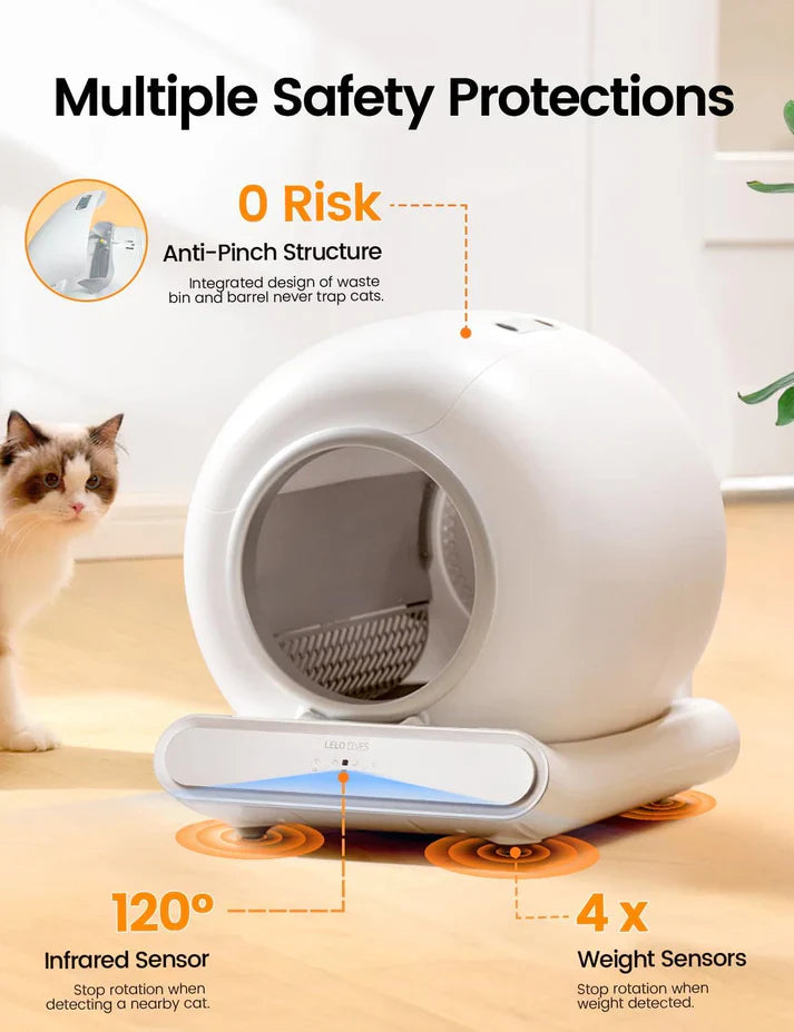 Livara Smart Wi-Fi Self-Cleaning Cat Litter Box - Daily Use, Quiet Operation, Safety Sensors