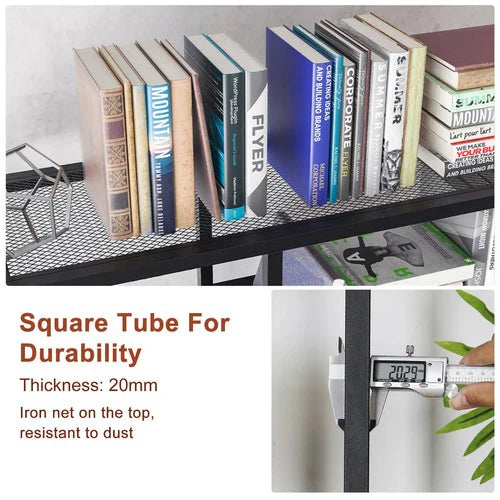 Livara Industrial Metal-Frame Bookshelf - Home Office, 6 Open Shelves