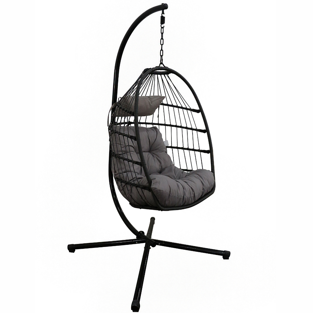 Livara Foldable Rattan Egg Chair - Apartment Living, Steel Frame, Hanging Stand