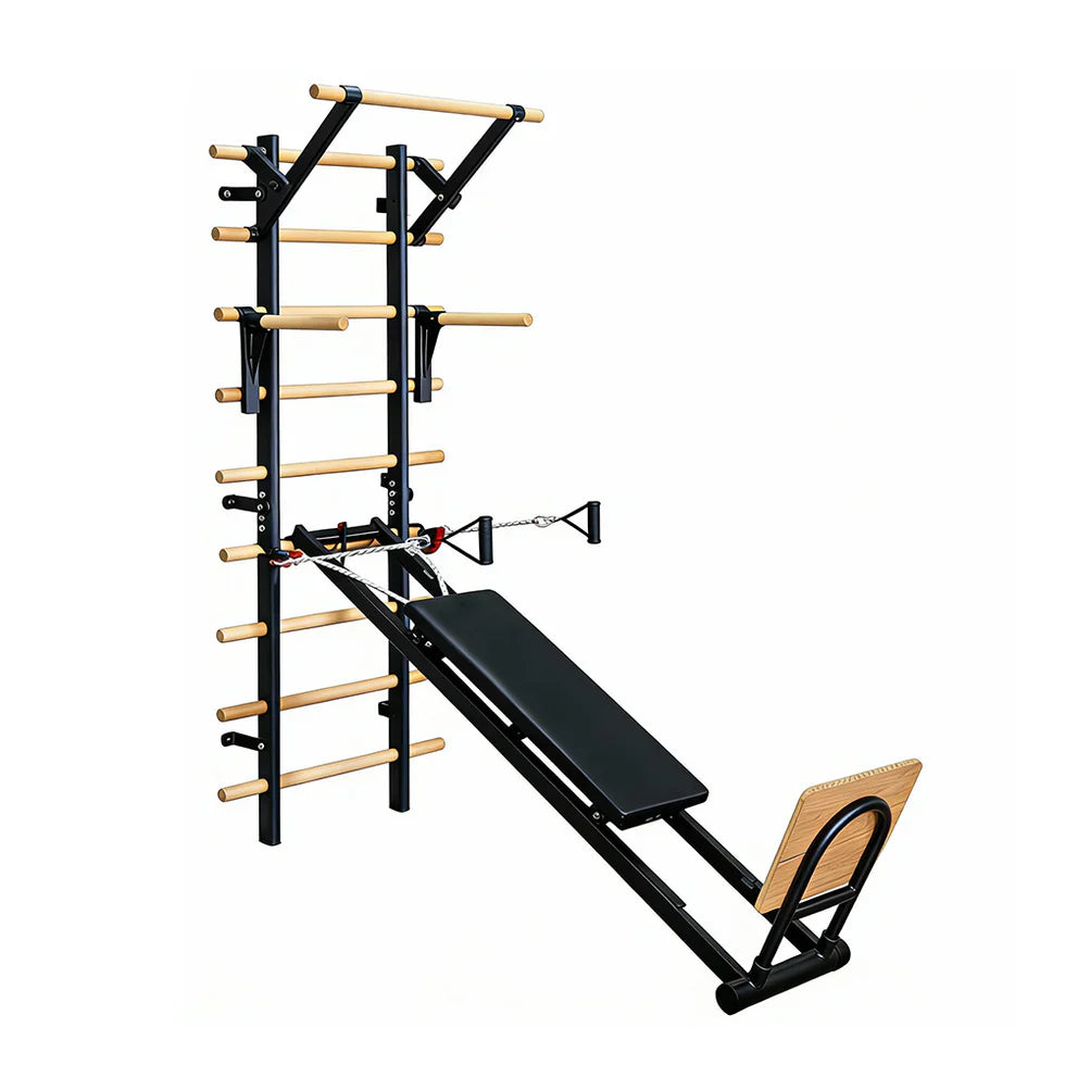 Livara Beechwood Wall-Bar Pull-Up Station - Strength Training, Steel Frame, Wood Handles