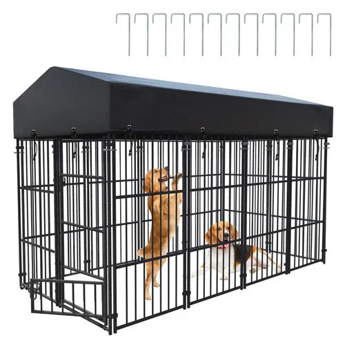 Livara Heavy-Duty Metal Dog Kennel - Indoor & Outdoor, Weatherproof Cover
