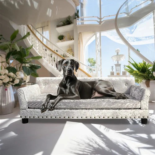 Livara Velvet Dog Sofa Bed - Pet Comfort, Memory Foam Cushioning