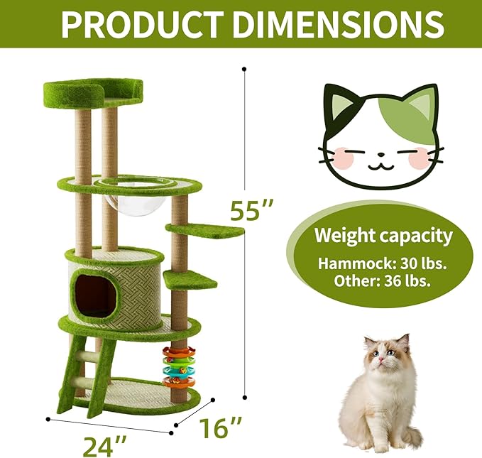 Livara Multi-Level Cat Tree Tower - Pet Comfort, Turntable Platform, Density Board