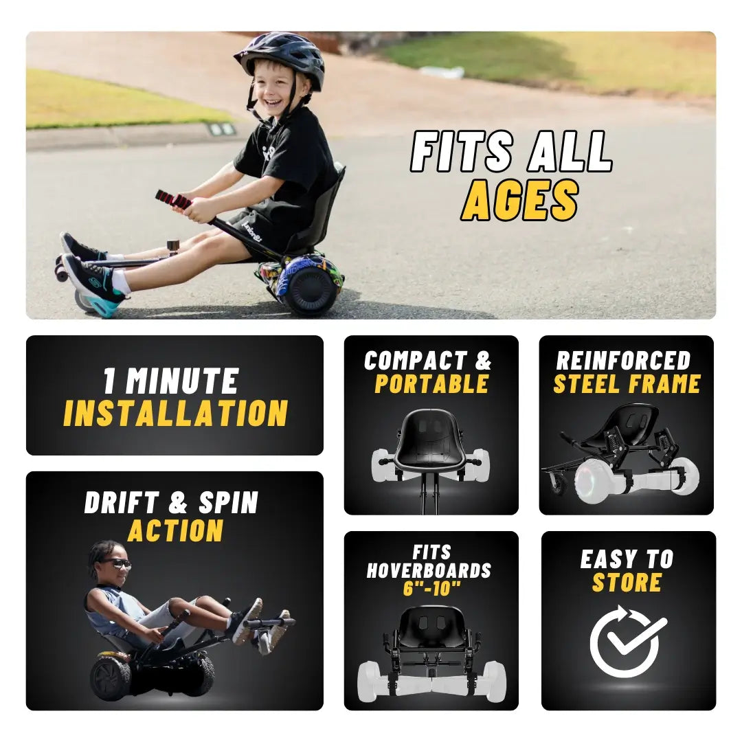 Elektra Universal Hoverkart Conversion Kit - Kids & Beginners, Fits 6/8/10-inch
