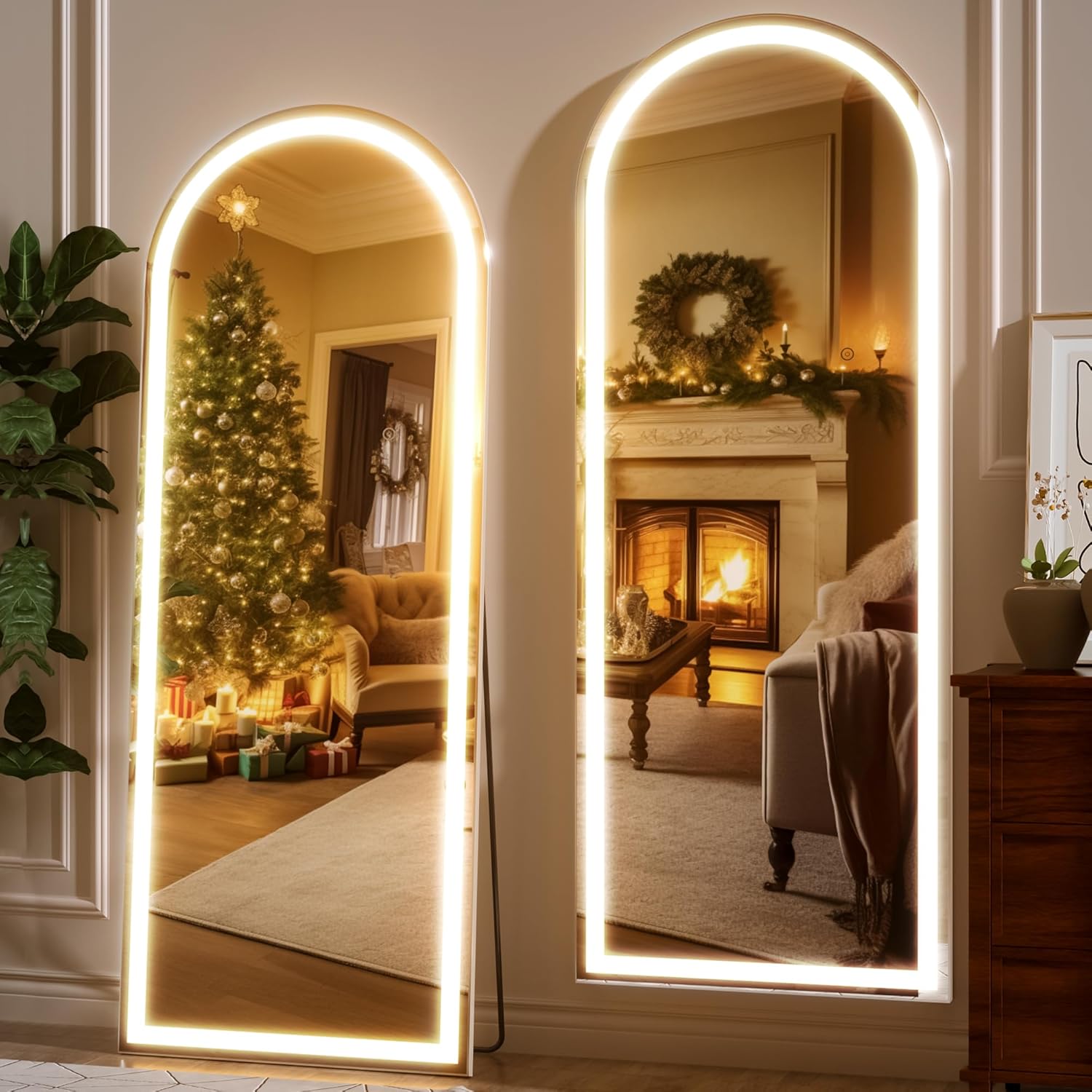 Livara Aluminium LED Full-Length Mirror - Bedroom & Hallway, Arched Frame