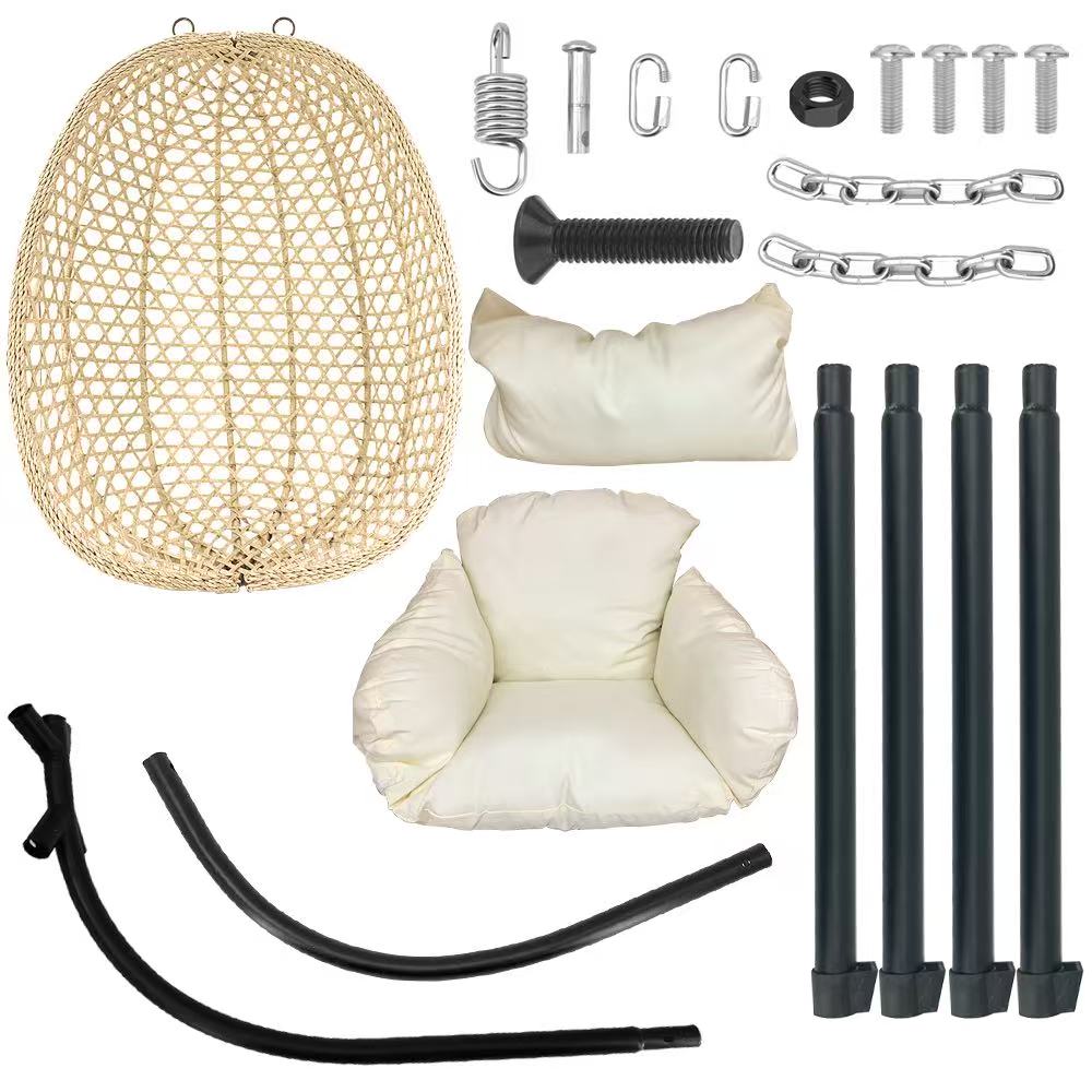 Livara Foldable Rattan Egg Chair - Apartment Living, Steel Frame, Thick Cushion