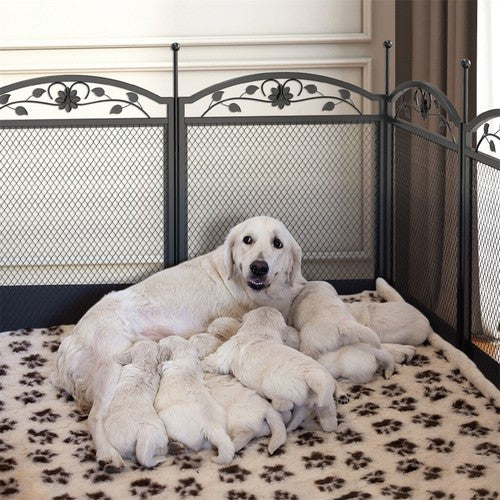 Livara 8-Panel Metal Dog Whelping Pen - Indoor & Outdoor, Waterproof Mat