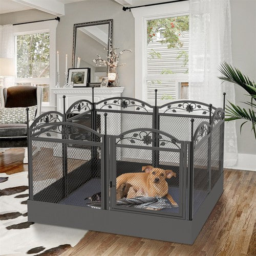 Livara 8-Panel Metal Dog Whelping Pen - Indoor & Outdoor, Waterproof Mat