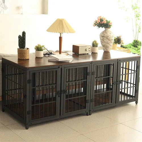 Livara Heavy-Duty Dog Crate End Table - Daily Use, 4 Lockable Doors
