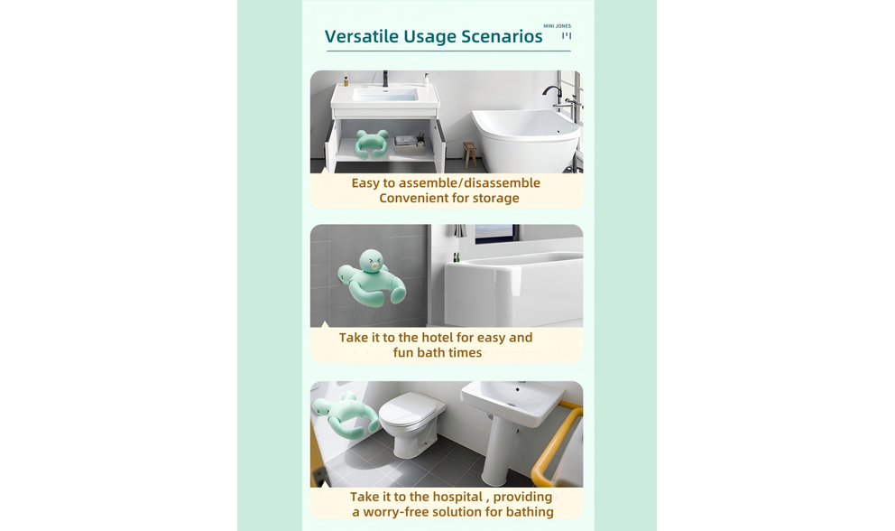 Livara Wall-Mounted Baby Bath Stand - Daily Comfort, Suction Cup Mount, Water-Resistant Build