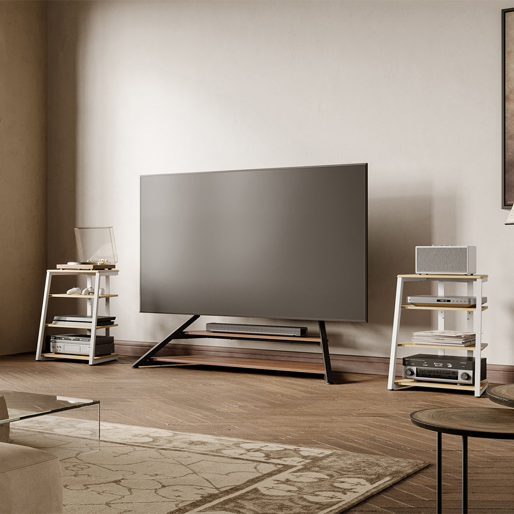 Livara 4-Tier Audio Rack - Modern Living Room, Adjustable Shelves, Cable Management
