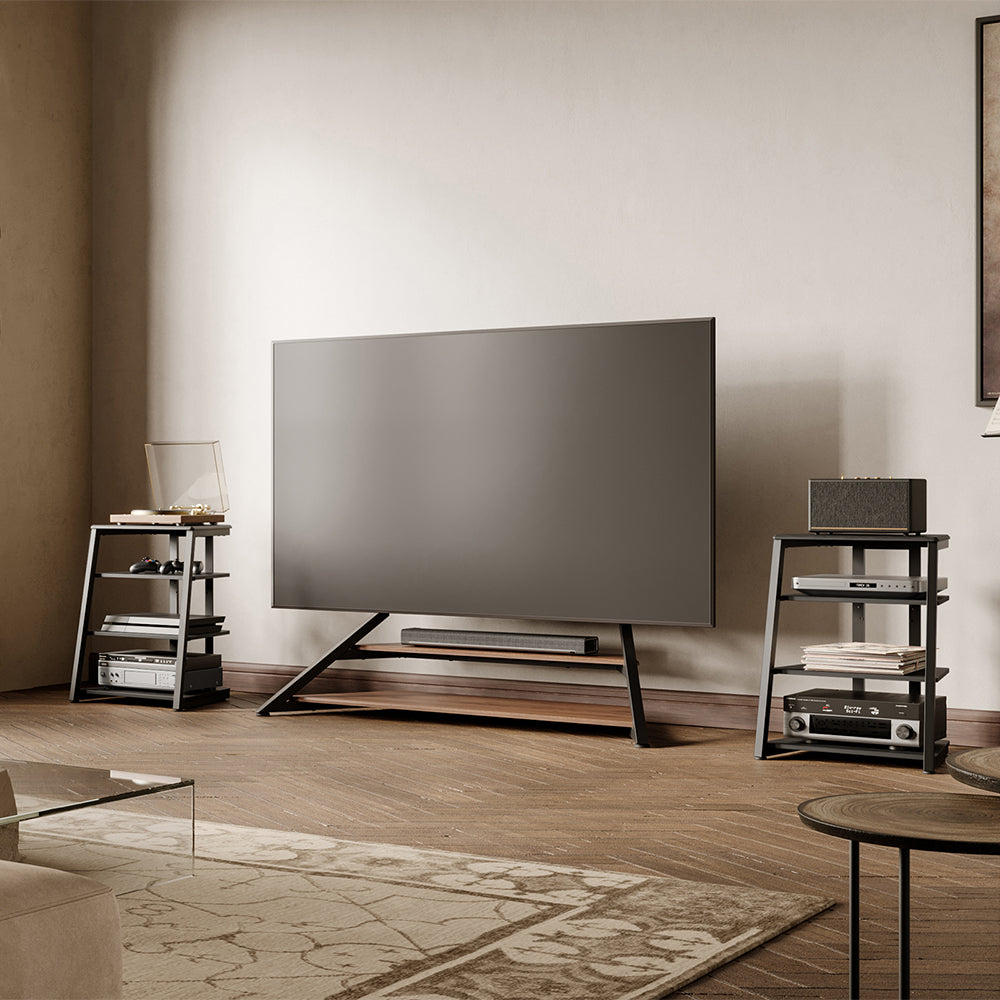 Livara 4-Tier Audio Rack - Modern Living Room, Adjustable Shelves, Cable Management