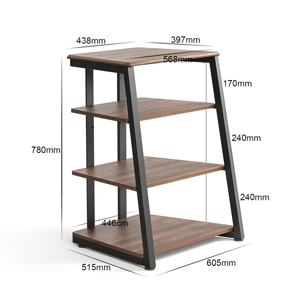 Livara 4-Tier Audio Rack - Modern Living Room, Adjustable Shelves, Cable Management