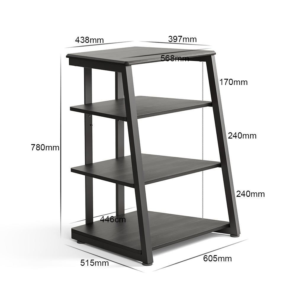 Livara 4-Tier Audio Rack - Modern Living Room, Adjustable Shelves, Cable Management