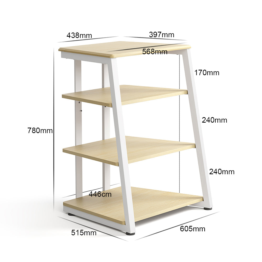 Livara 4-Tier Audio Rack - Modern Living Room, Adjustable Shelves, Cable Management