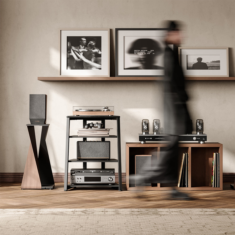 Livara 4-Tier Audio Rack - Modern Living Room, Adjustable Shelves, Cable Management