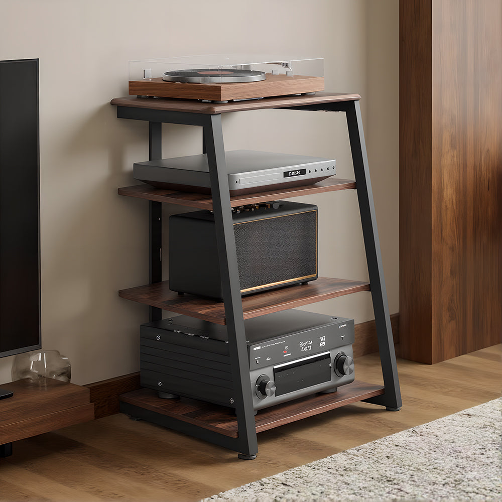 Livara 4-Tier Audio Rack - Modern Living Room, Adjustable Shelves, Cable Management