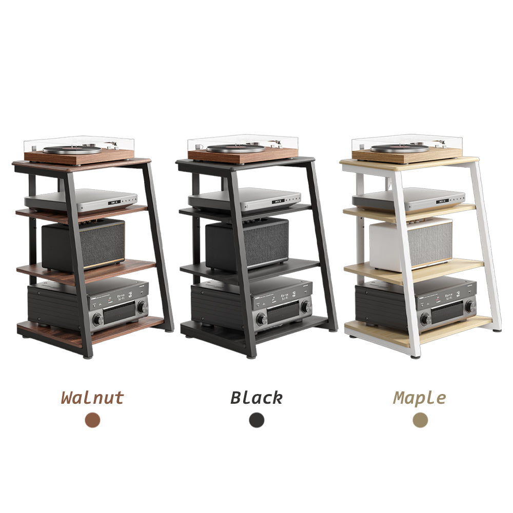 Livara 4-Tier Audio Rack - Modern Living Room, Adjustable Shelves, Cable Management