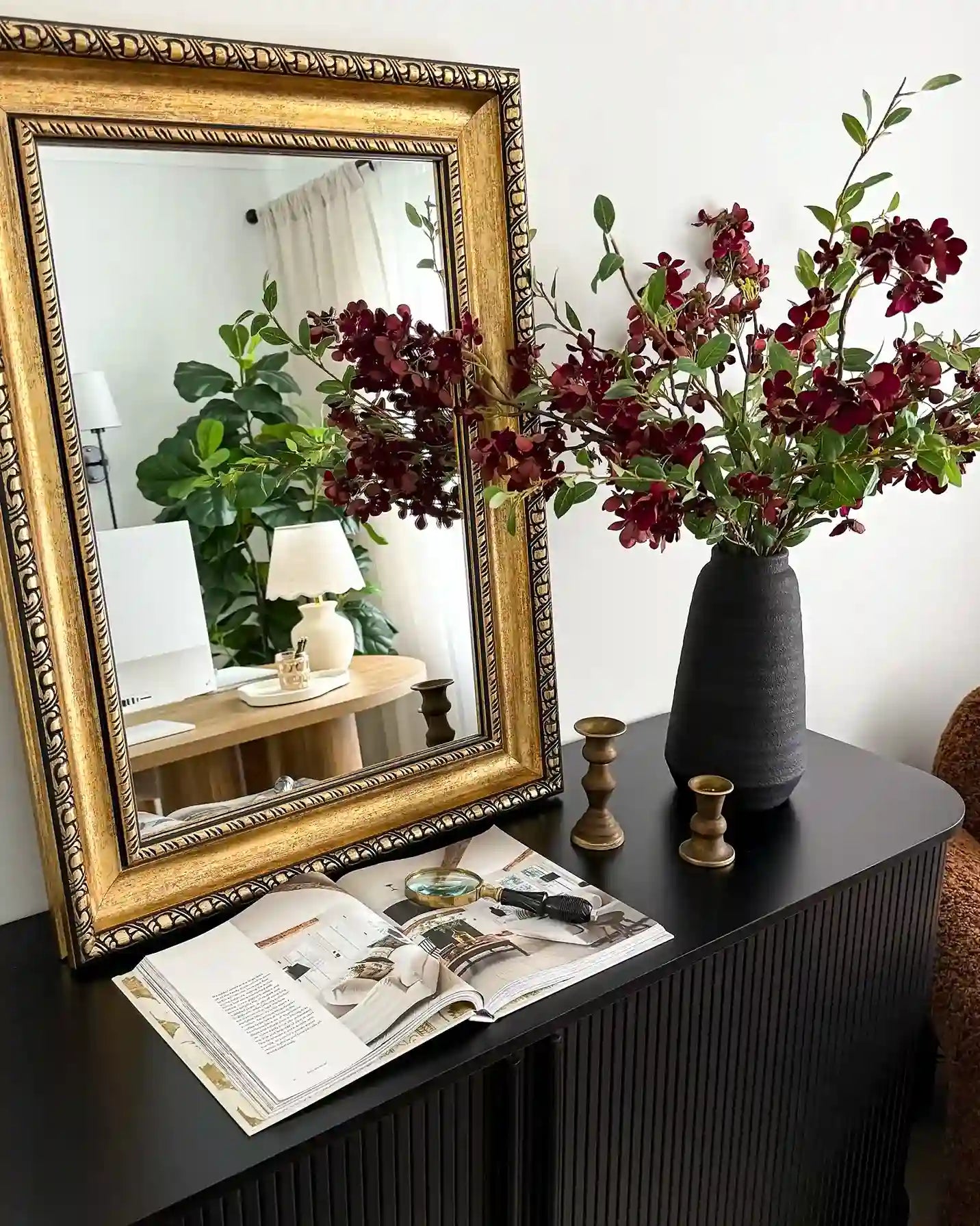 Livara Antique Gold Ornate Full-Length Mirror - Modern Decor, Detailed Frame