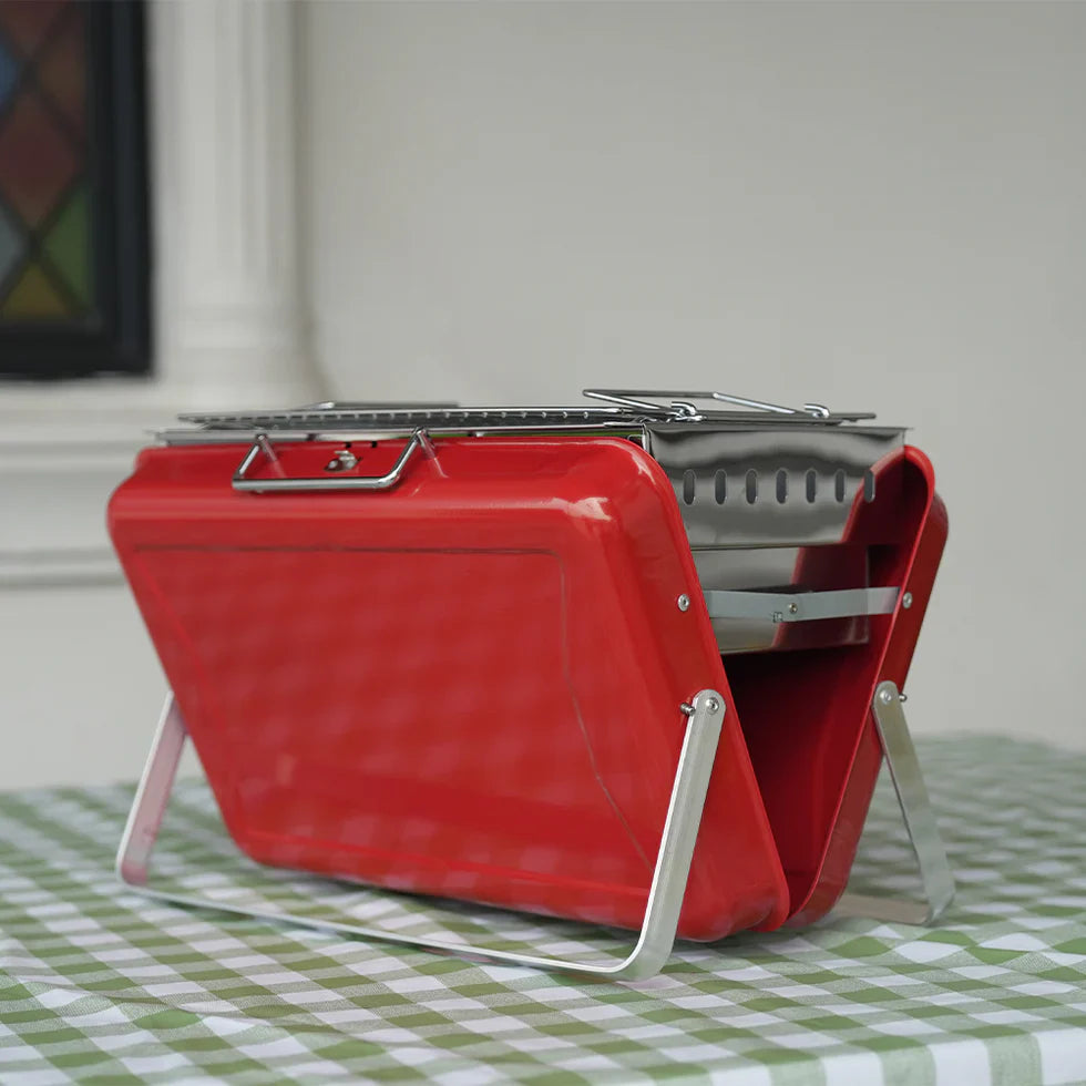 Livara Compact Suitcase Charcoal Grill - Camping & Travel, Briefcase Design
