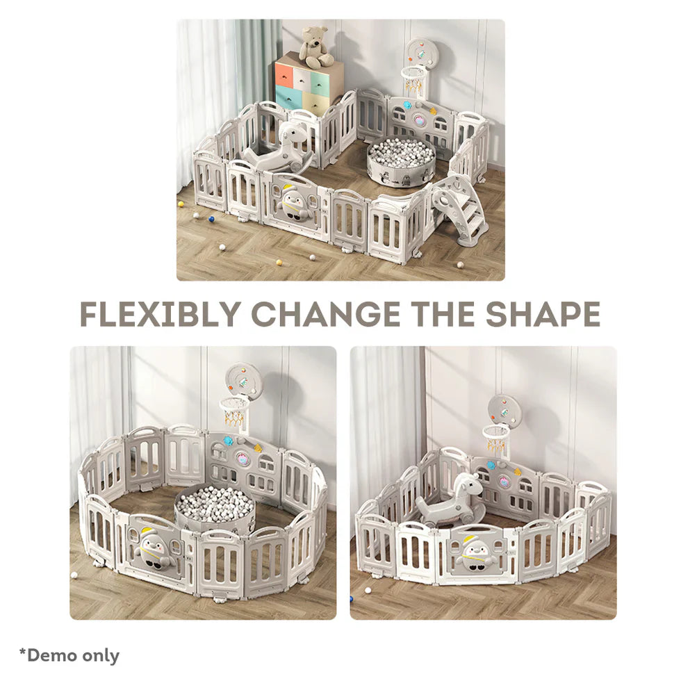Livara Foldable Children's Playpen - Indoor Play, Cushioned Mat, Rounded Corners