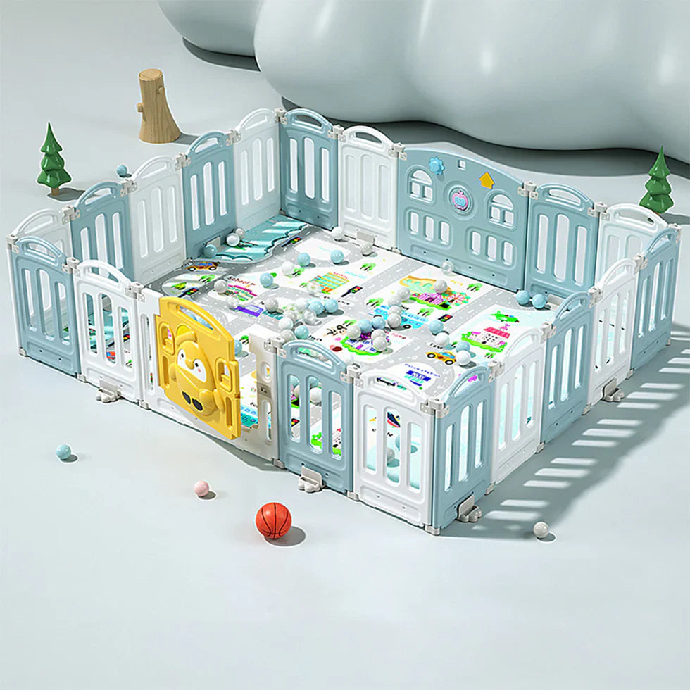 Livara Foldable Children's Playpen - Indoor Play, Cushioned Mat, Rounded Corners