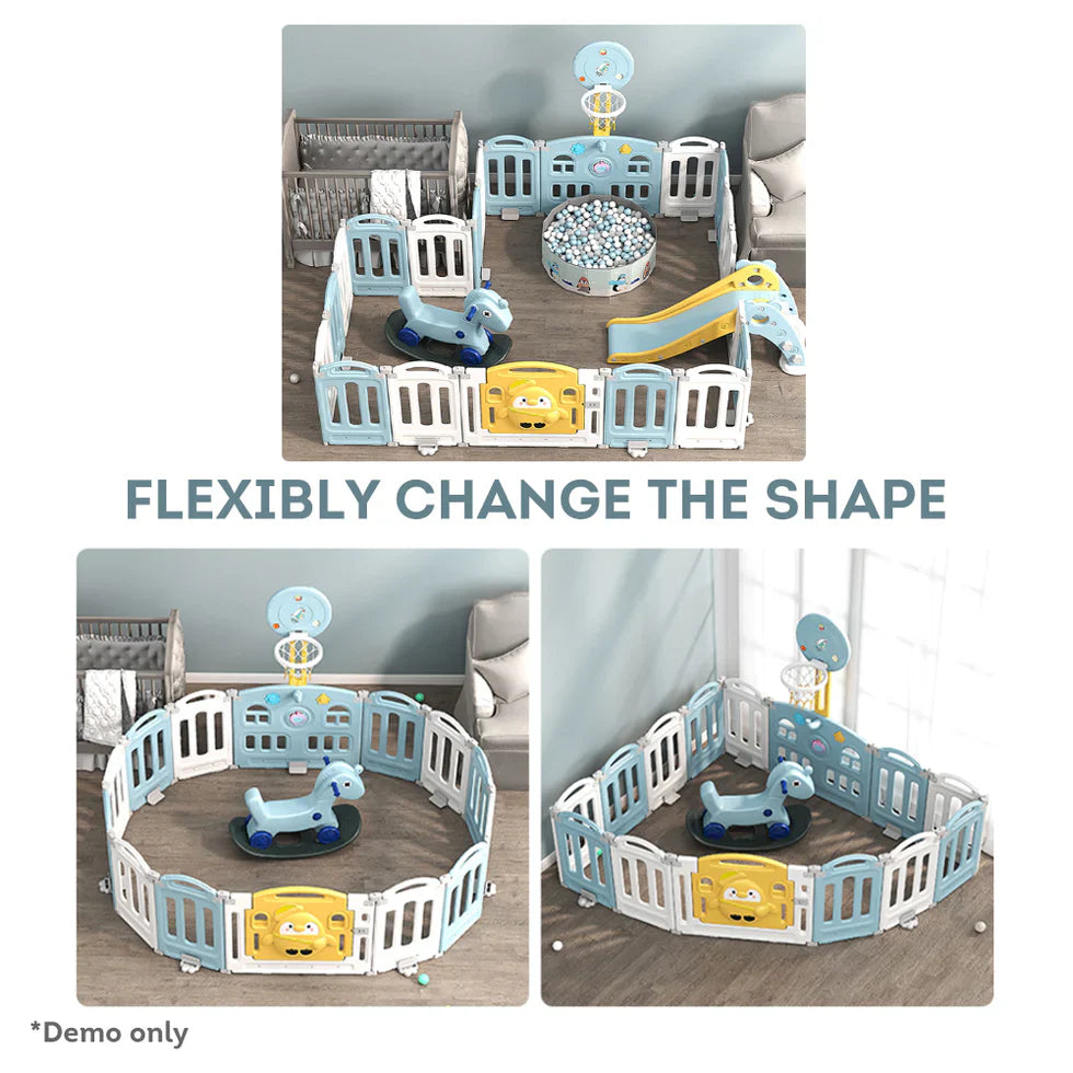 Livara Foldable Children's Playpen - Indoor Play, Cushioned Mat, Rounded Corners
