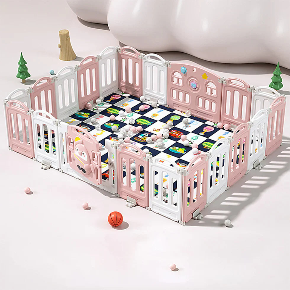 Livara Foldable Children's Playpen - Indoor Play, Cushioned Mat, Rounded Corners