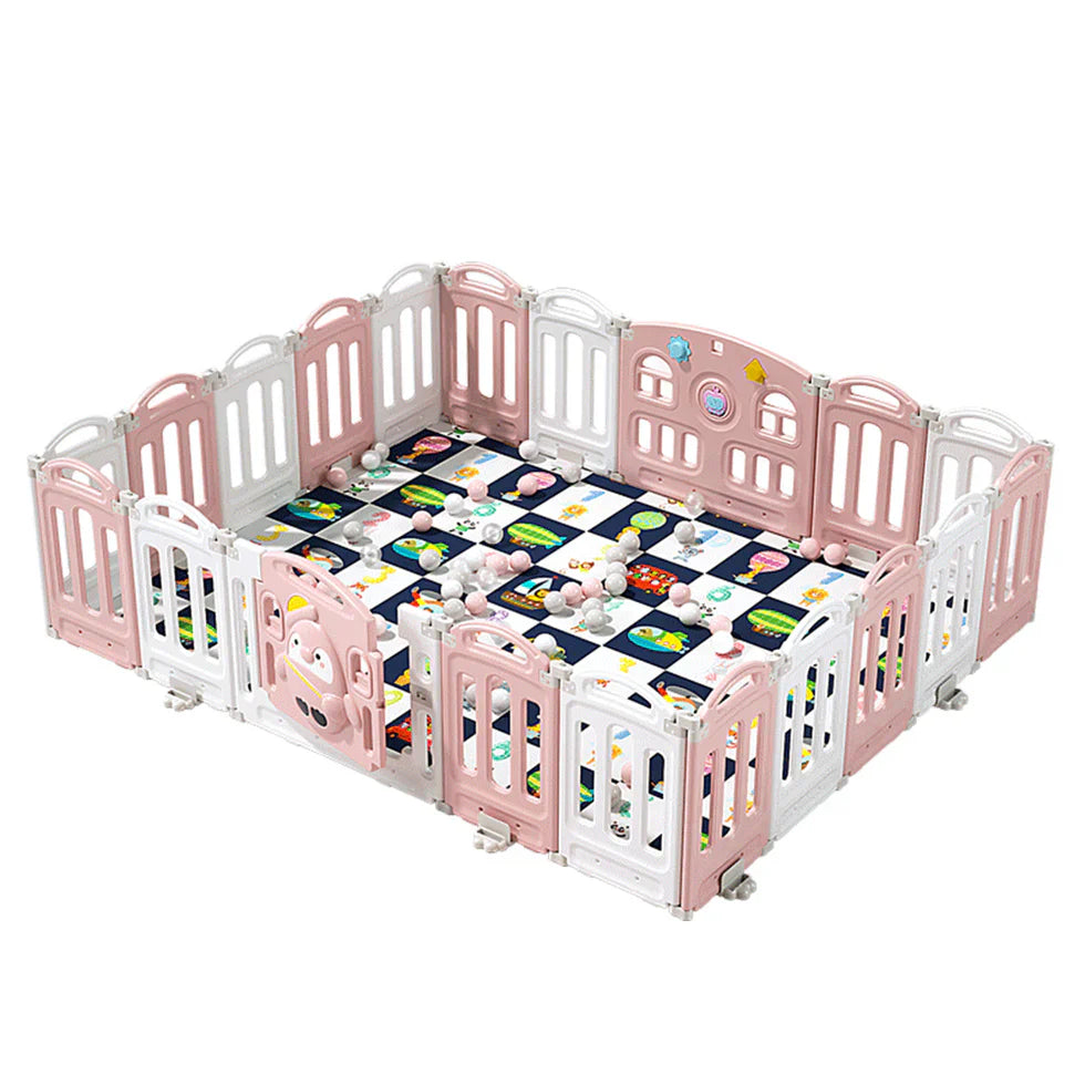 Livara Foldable Children's Playpen - Indoor Play, Cushioned Mat, Rounded Corners