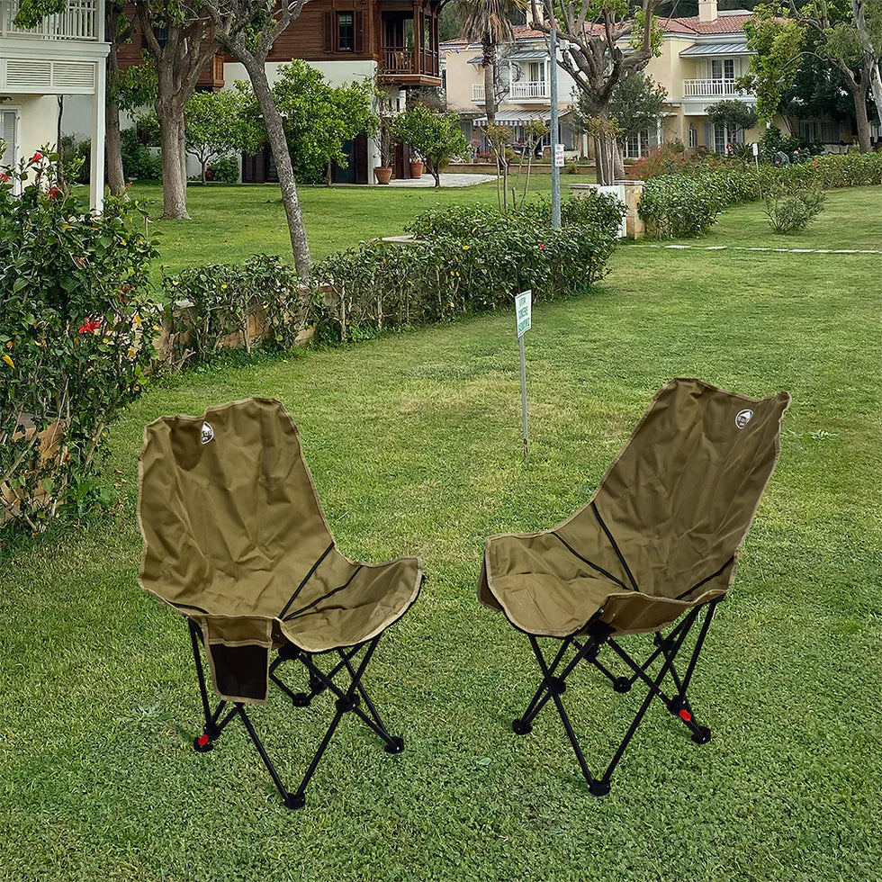 Livara Reinforced Steel Foldable Camping Chair - Camping & Travel, Adjustable Height