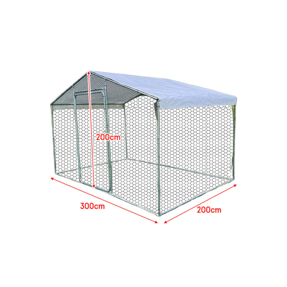 Livara Galvanized Wire Mesh Chicken Run - Indoor & Outdoor, Weather-Resistant Cover
