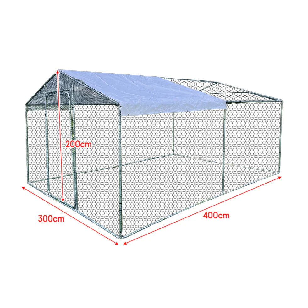 Livara Galvanized Wire Mesh Chicken Run - Indoor & Outdoor, Weather-Resistant Cover