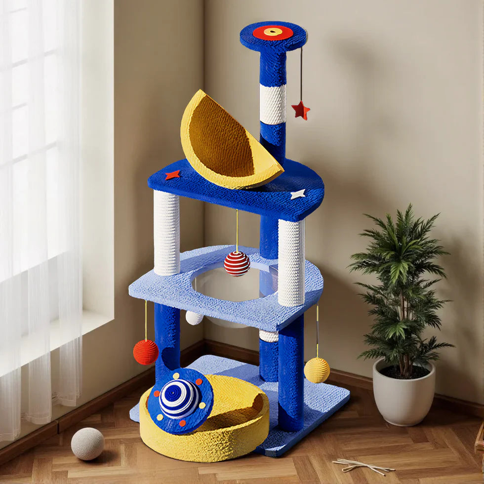 Livara Sisal Plush Cat Tree Tower - Pet Comfort, Compact Design, Hanging Toys