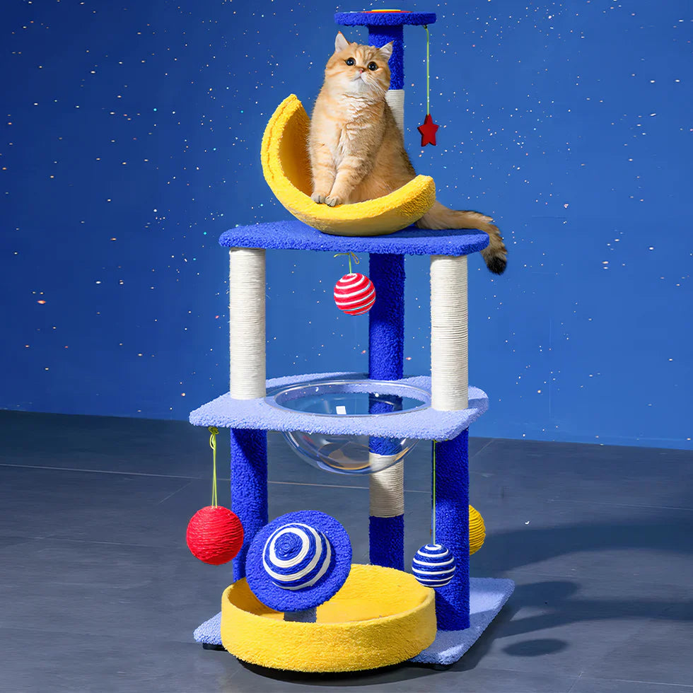 Livara Sisal Plush Cat Tree Tower - Pet Comfort, Compact Design, Hanging Toys
