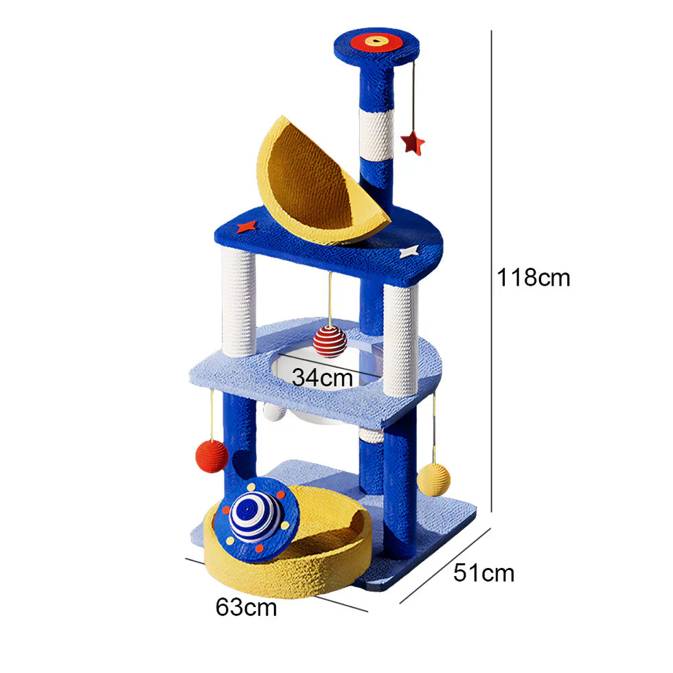Livara Sisal Plush Cat Tree Tower - Pet Comfort, Compact Design, Hanging Toys