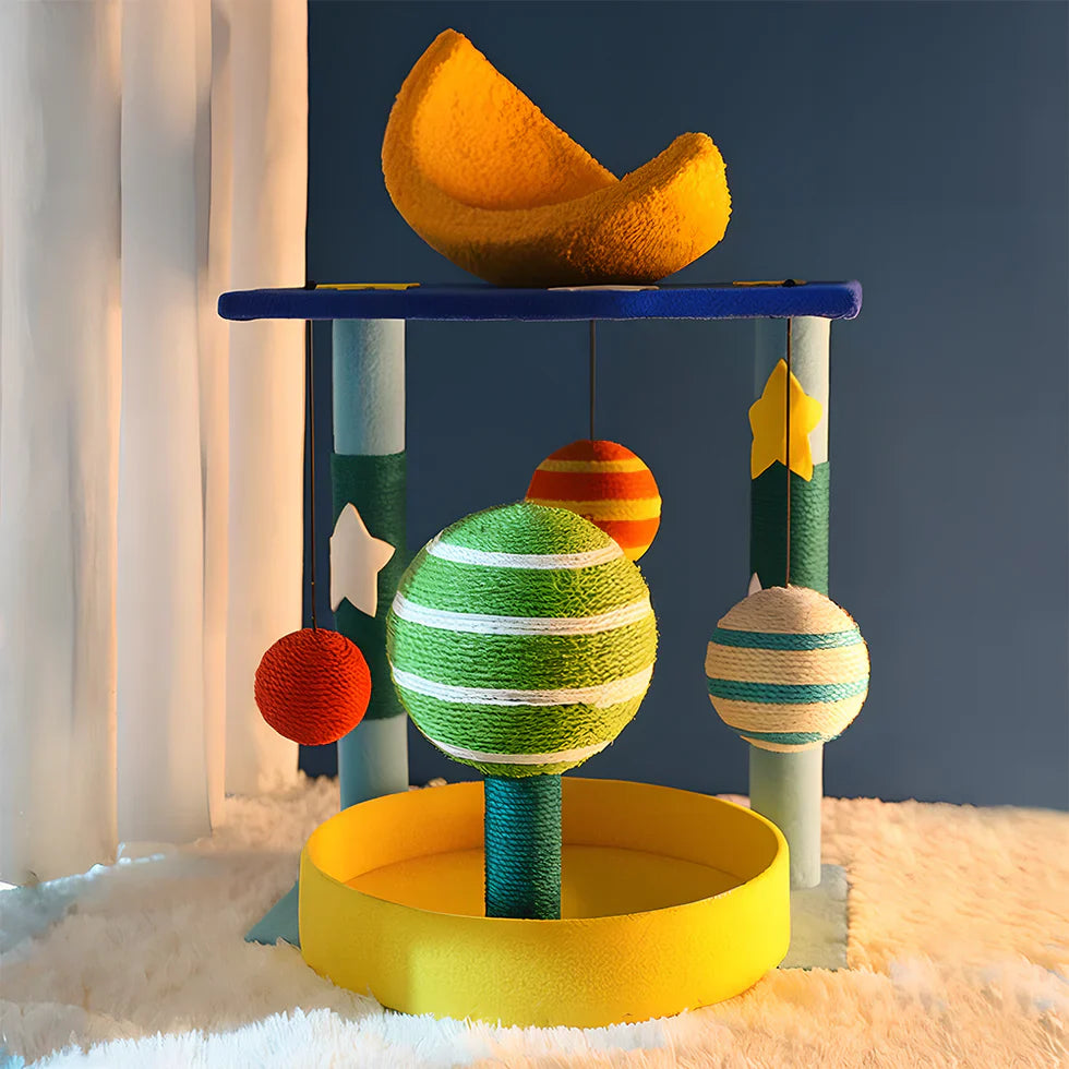 Livara Sisal Plush Cat Tree Tower - Pet Comfort, Compact Design, Hanging Toys