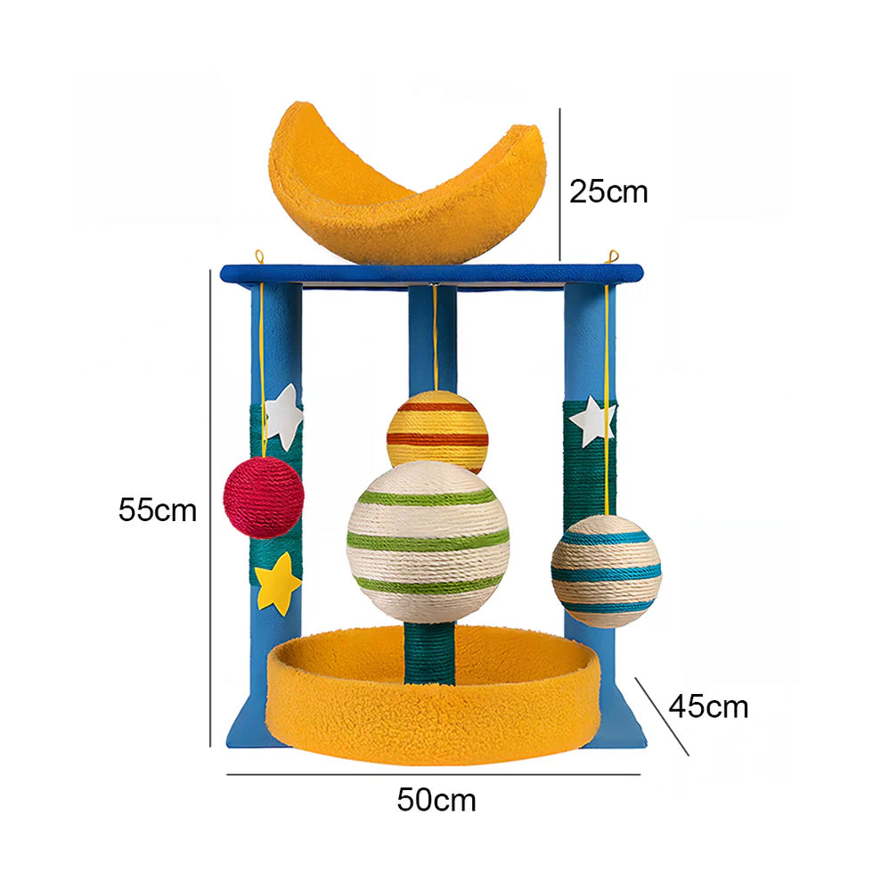 Livara Sisal Plush Cat Tree Tower - Pet Comfort, Compact Design, Hanging Toys