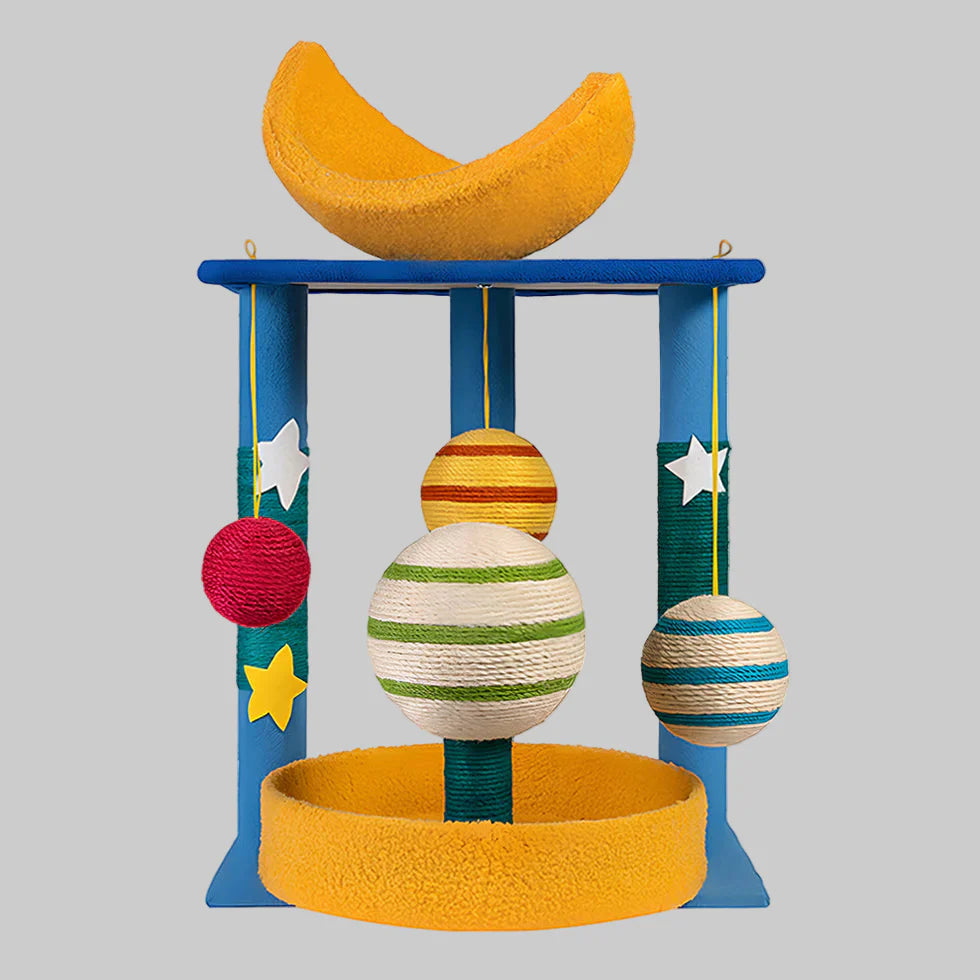 Livara Sisal Plush Cat Tree Tower - Pet Comfort, Compact Design, Hanging Toys